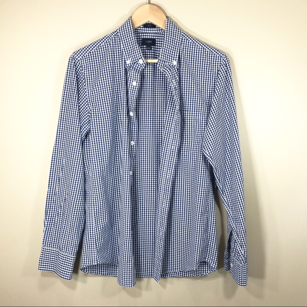 J.Crew men's gingham long sleeve shirt, size S