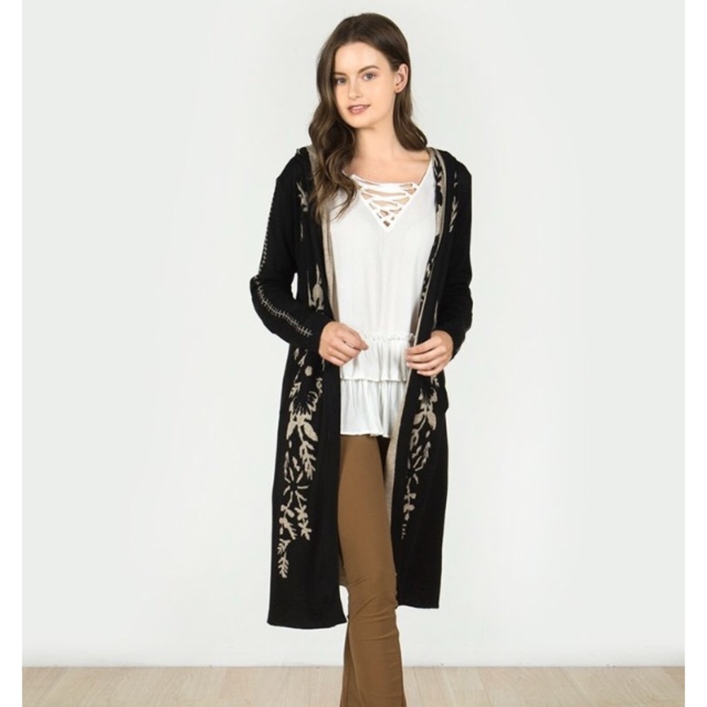 Black duster with beautiful embroidered detail