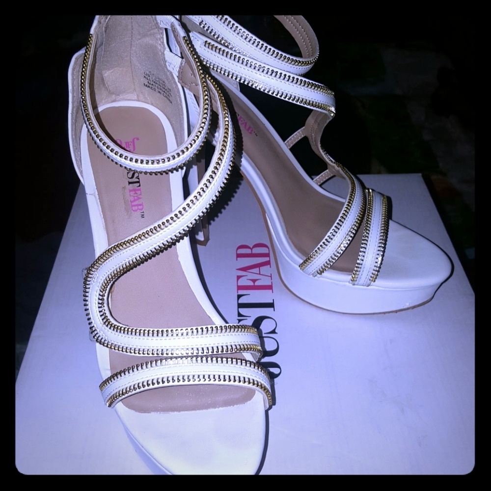 White Zipper Heels