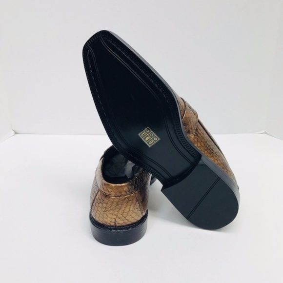 Men's Bronze Loafers Exotic Snake Print by Bolano - Picture 5 of 5