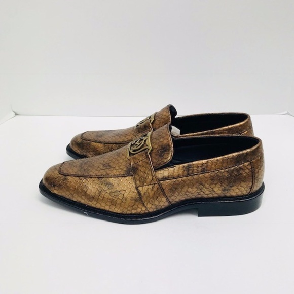 Men's Bronze Loafers Exotic Snake Print by Bolano - Picture 3 of 5