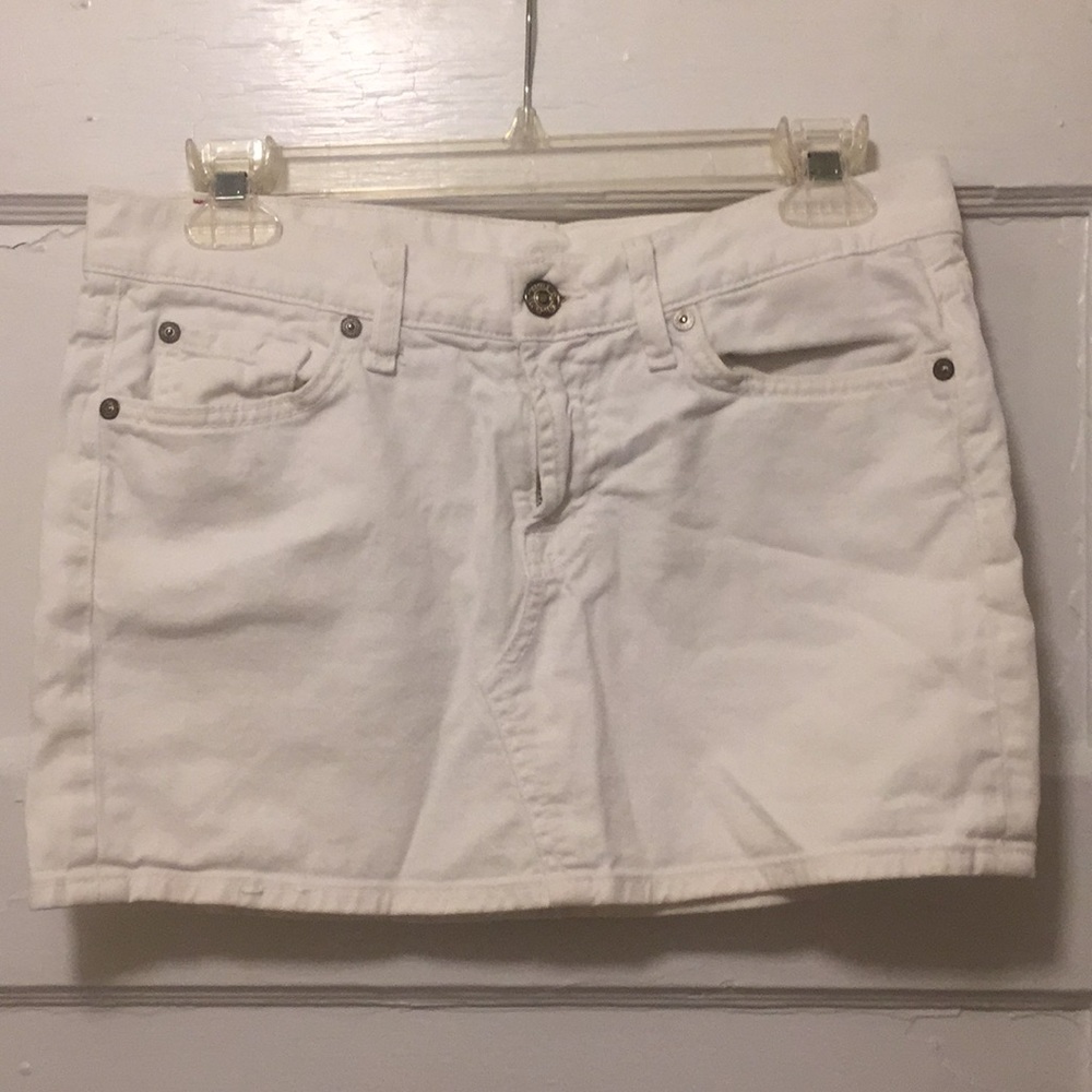 White denim 7 for all mankind mini skirt