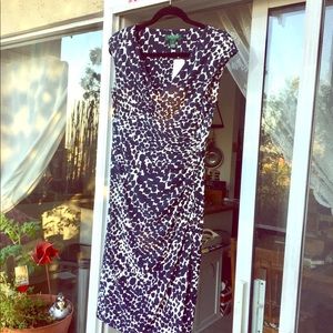 Ralph Lauren Essentials Navy & White Midi Dress