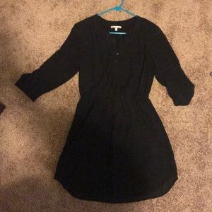 Quarter sleeve button down little black dress