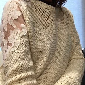Cyndie Lace Shoulder Detail Pullover sweater