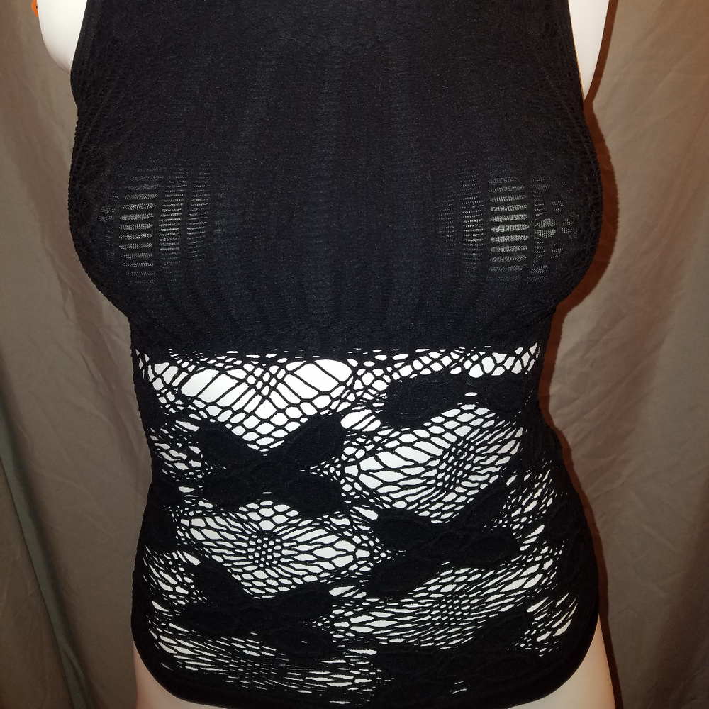 Trendy Trends USA Black 'Crochet' Tank Top NWOT