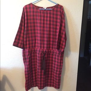 Gap buffalo plaid checkered drawstring dress L