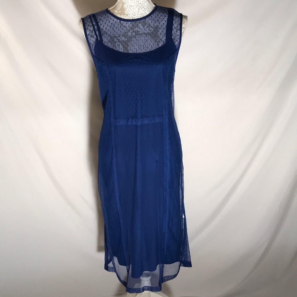 NWT DKNY sheer mixed-lace dress/detachable slip