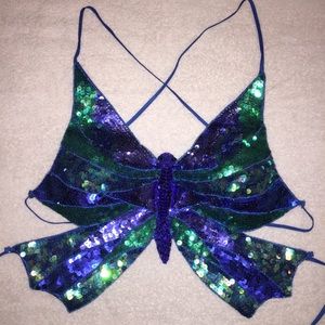 VINTAGE Sequin Butterfly Top