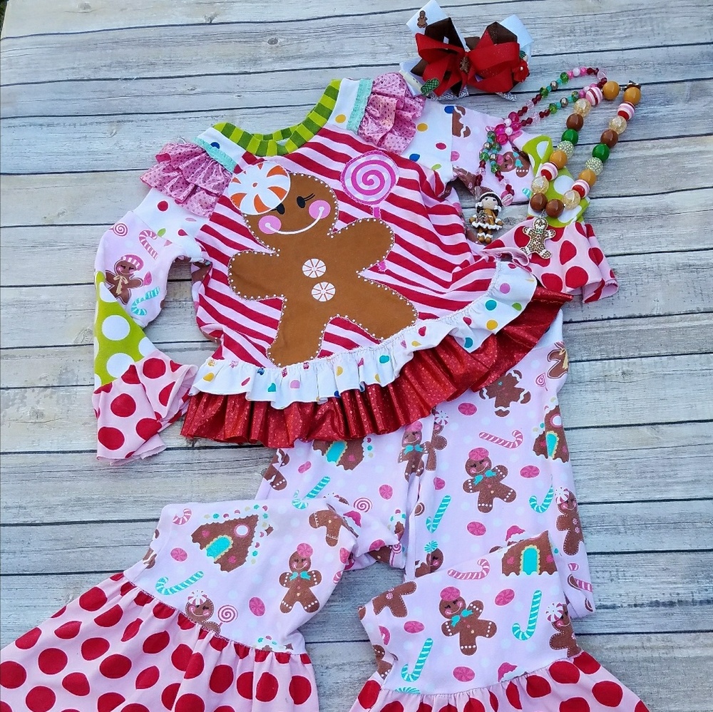 Gingerbread Girl Knit Boutique Set Size 6 Holiday