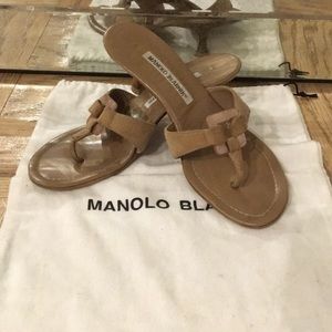 Manolo Blahnik Suede and Mother of Pearl Mule