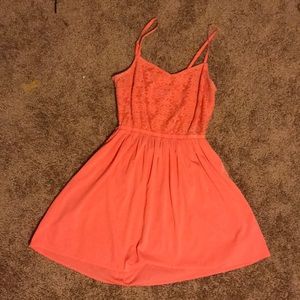 Coral open back knitted top dress