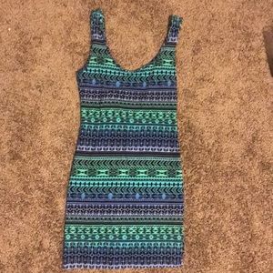 Tribal low back mini dress lightly worn