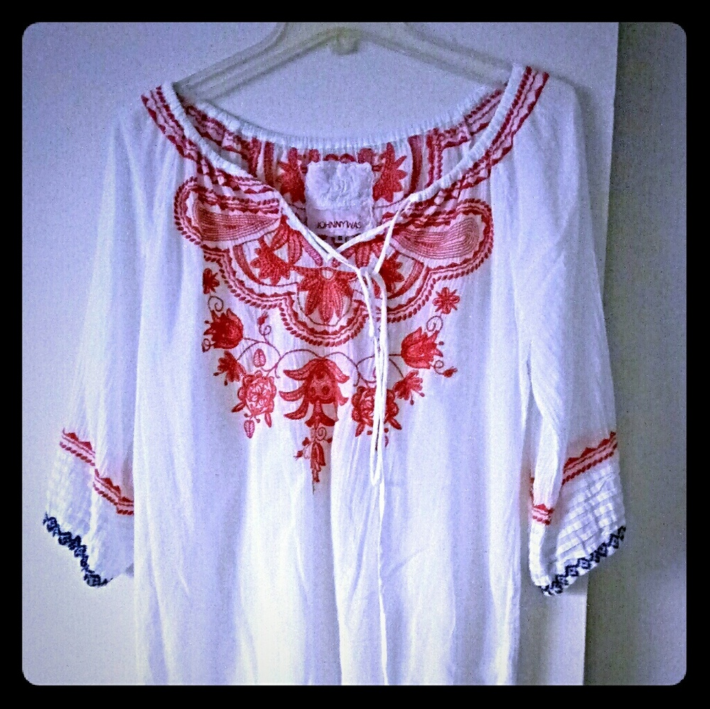 Johnny Was J3 embroidered blouse tunic
