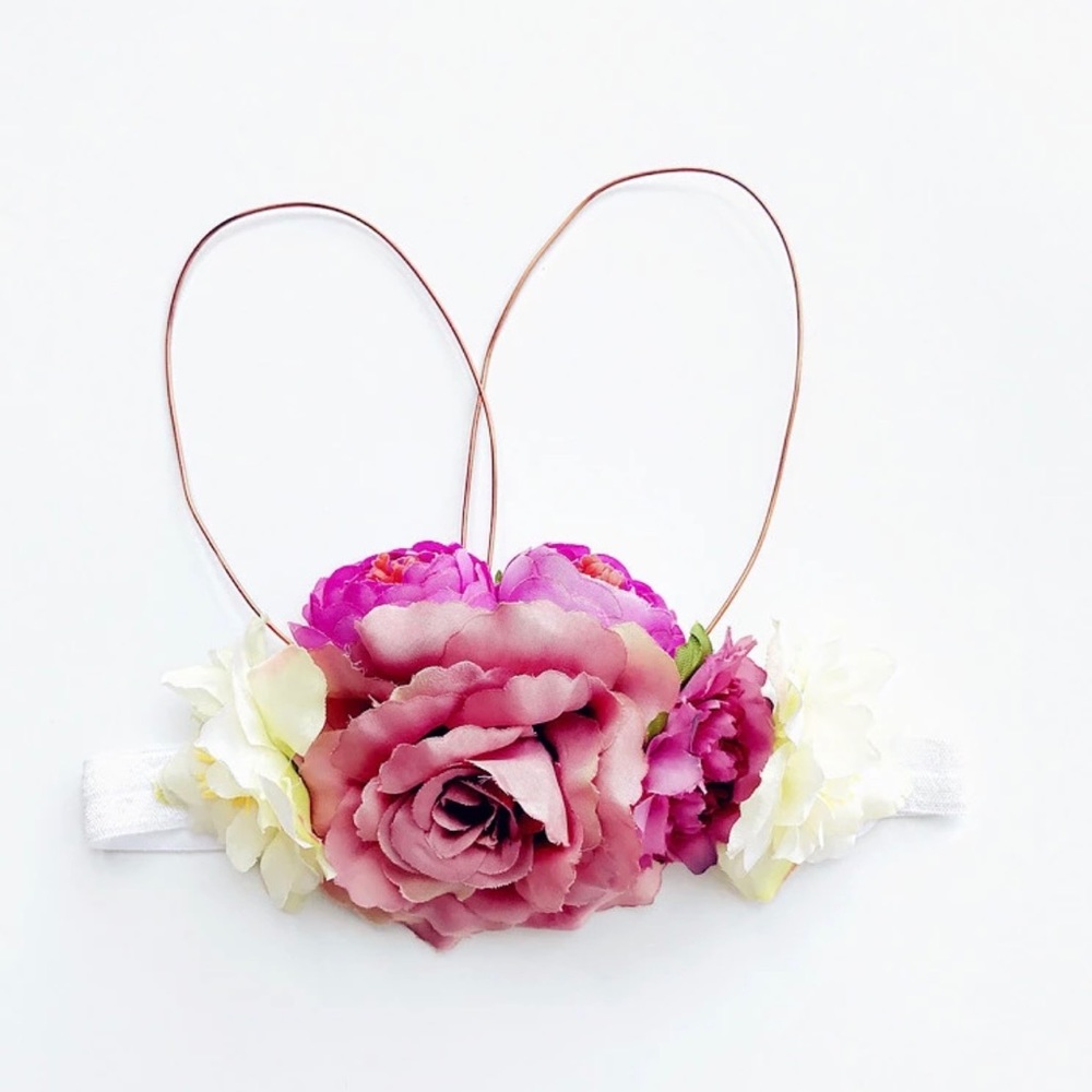 Bunny ear headband,flower headband,girl Headband