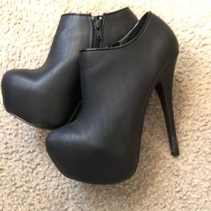 Black high-heeled booties