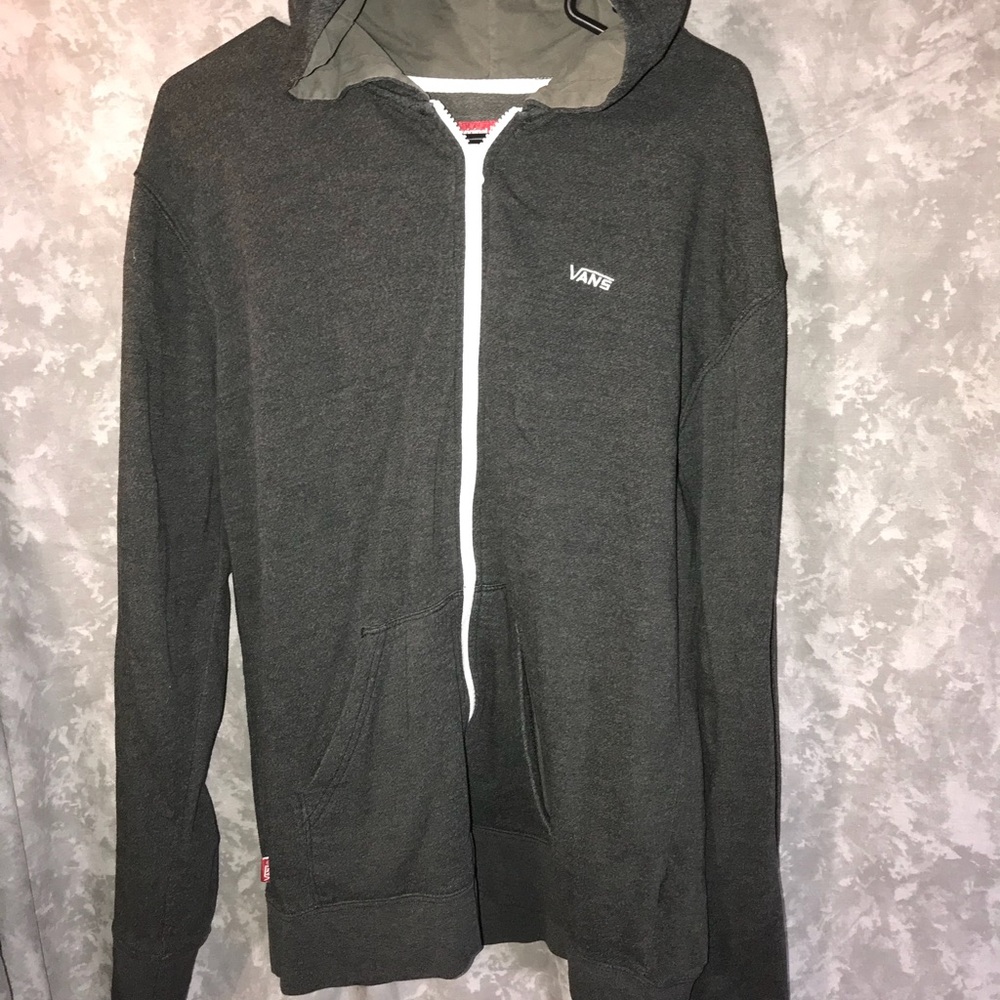 Men’s Vans Hooded Zip Up Jacket Gray Large