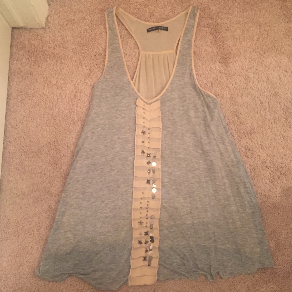 Women's two layer tank top with beaded detailing.