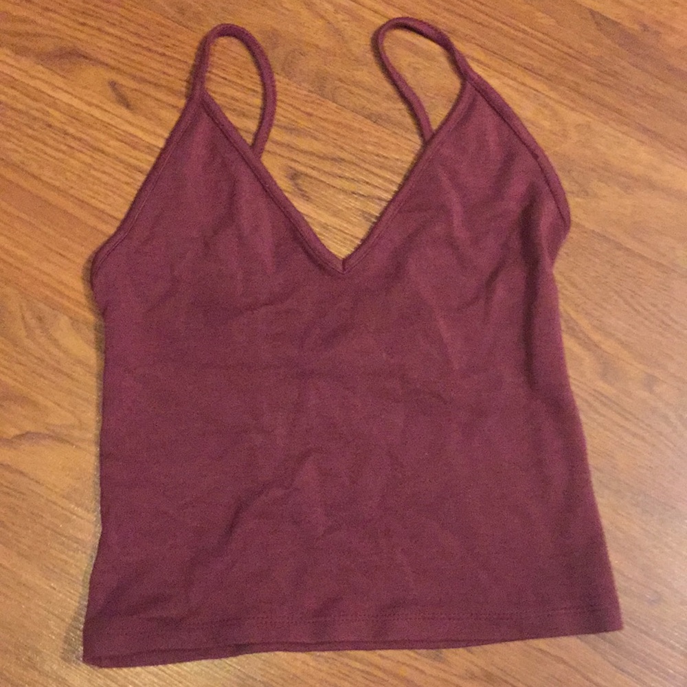 Brandy Melville red cropped v neck tank