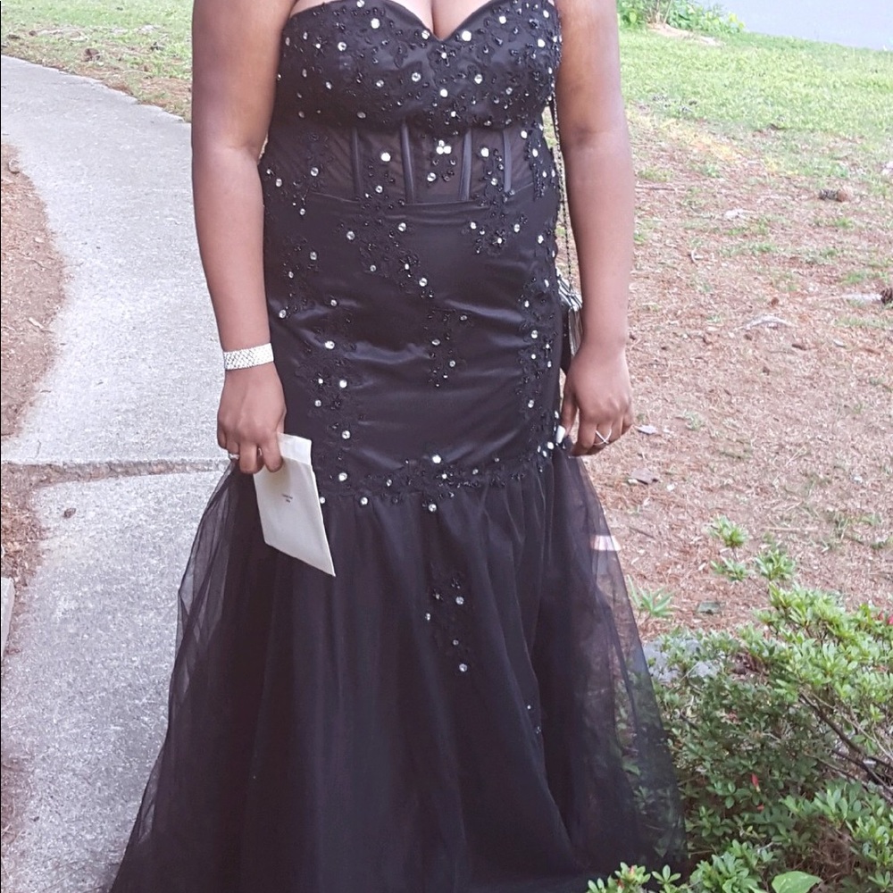 Black sequin prom dress