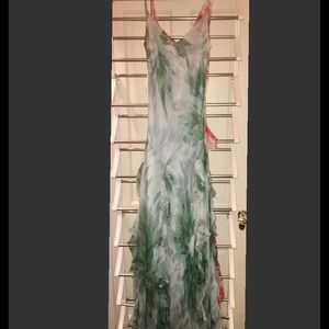 BCBG spring summer party dress in blue-green