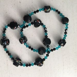 Beautiful turquoise & black Swarovski bracelets