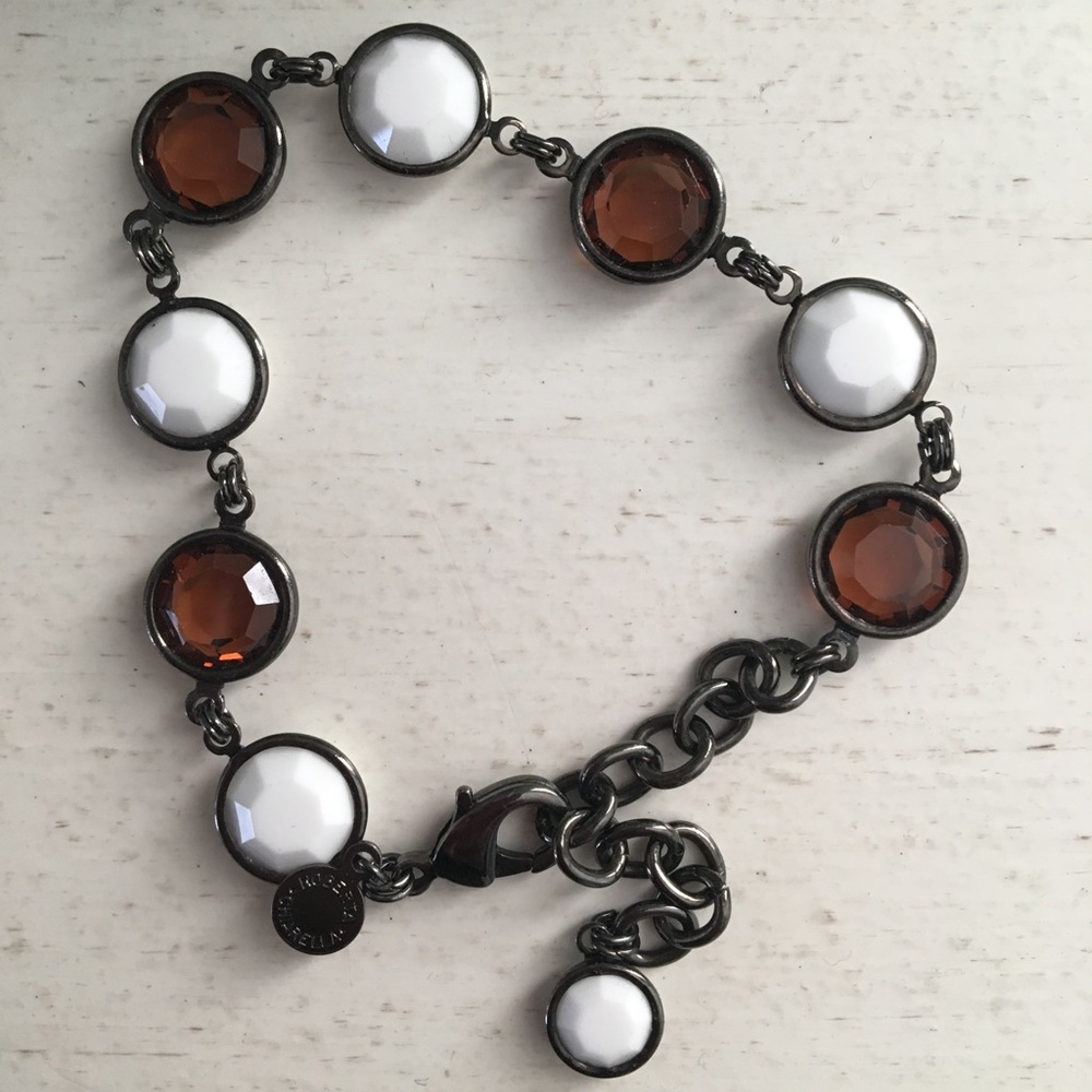 Swarovski white & brown hematite plated bracelet