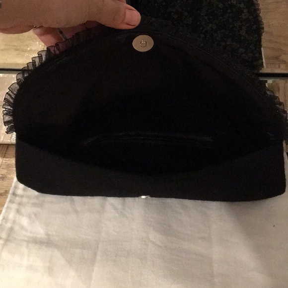 No Name Black Wool Clutch with Ruffle Detail - Picture 2 of 2
