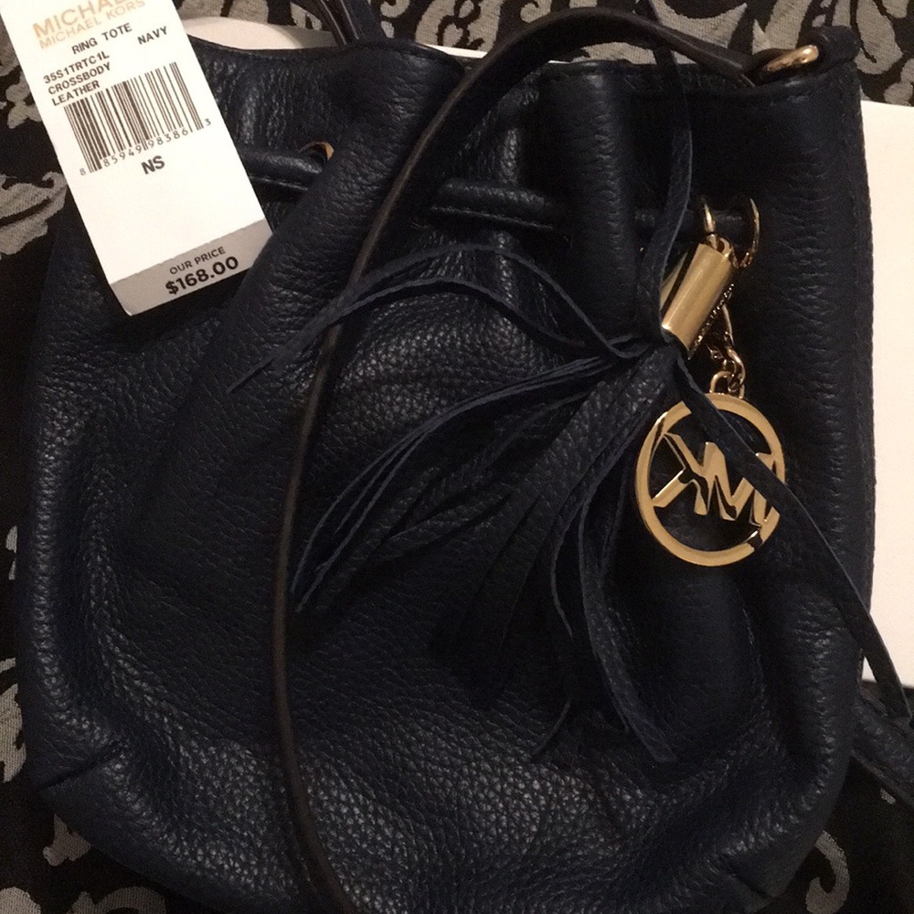 MK Navy leather tote crossbody