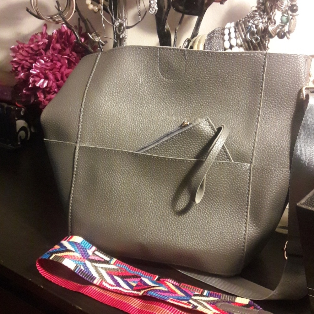 Gray over the shoulder bag