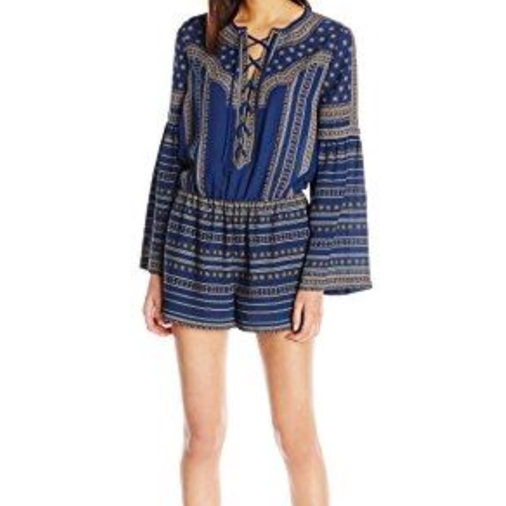BCBG Nancie Romper bell sleeve navy medium