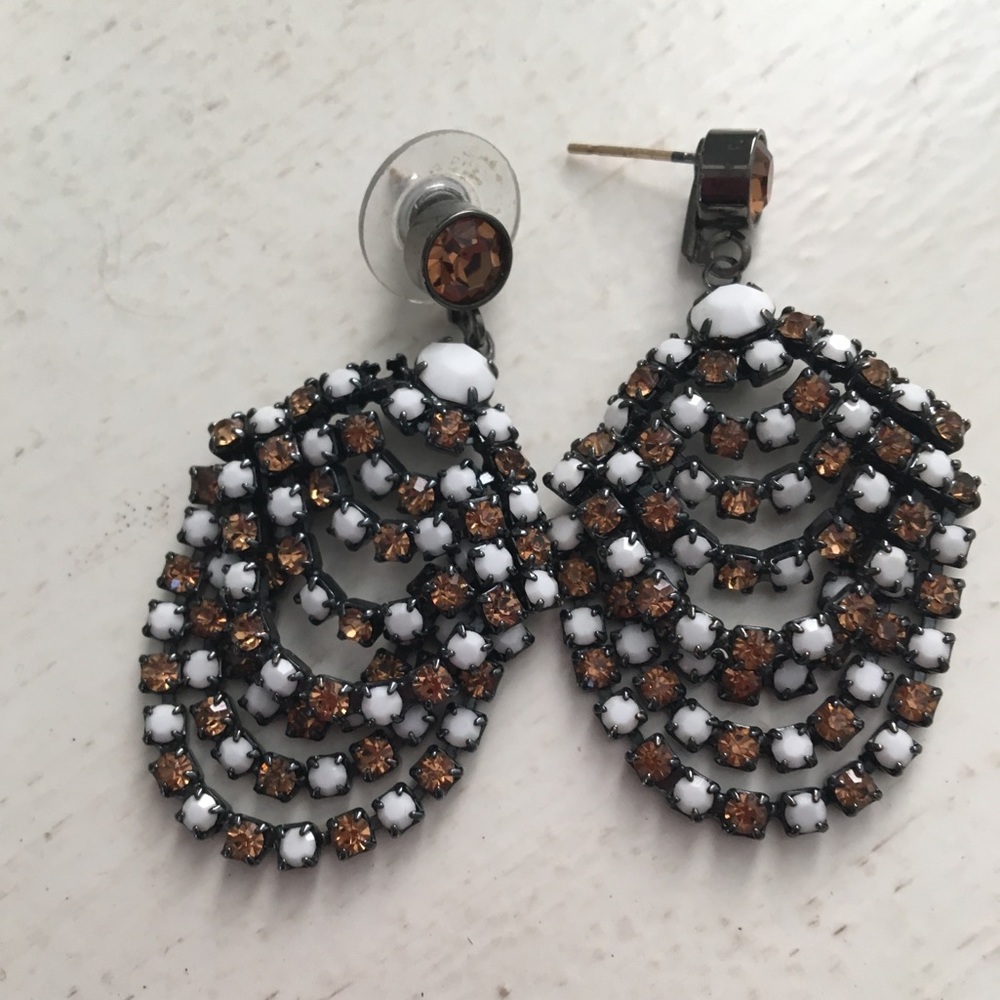 Swarovski brown & white chandelier earrings