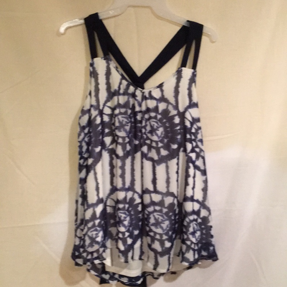 Navy and white sleeveless top