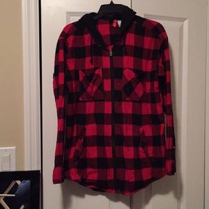 Hooded H&M plaid zip up