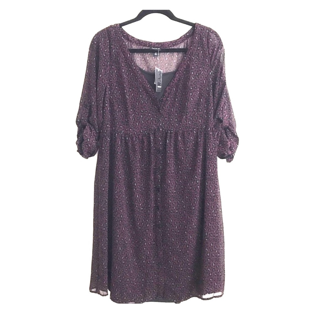 NWT Torrid chiffon shirt dress pink purple sz 0