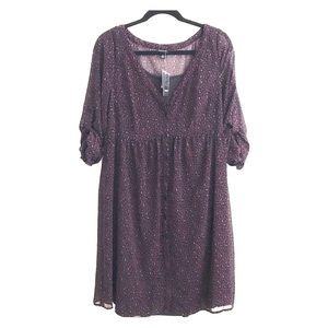 NWT Torrid chiffon shirt dress pink purple sz 0