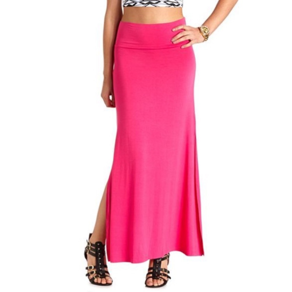 Charlotte Russe Pink Slit Maxi Skirt 🔥NWOT🔥