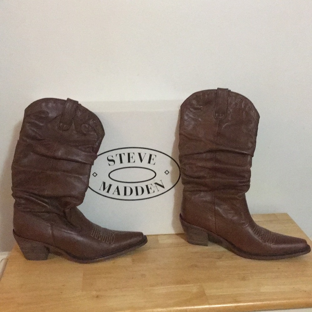 Steve madden leather cowboy boots size 9.5!!!