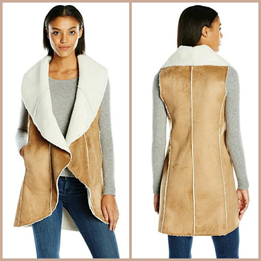 💛 CATHERINE MALANDRINO DRAPED FAUX SHEARING VEST