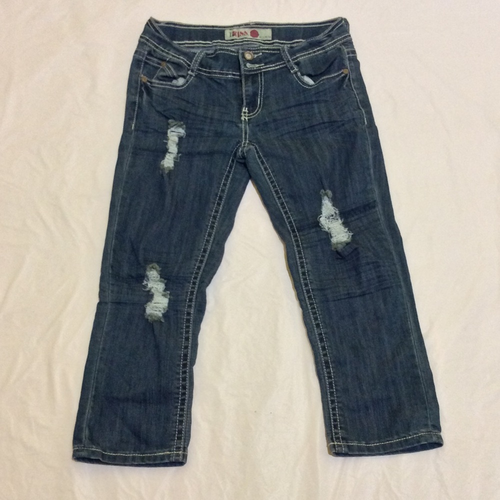 Girl's 1st Kiss Ripped Jeans Capris