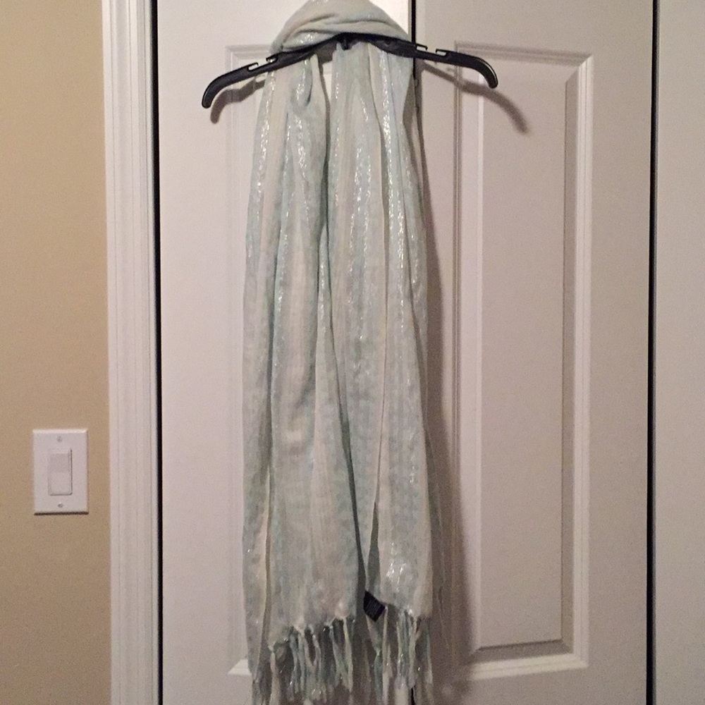 Long blue and silver scarf