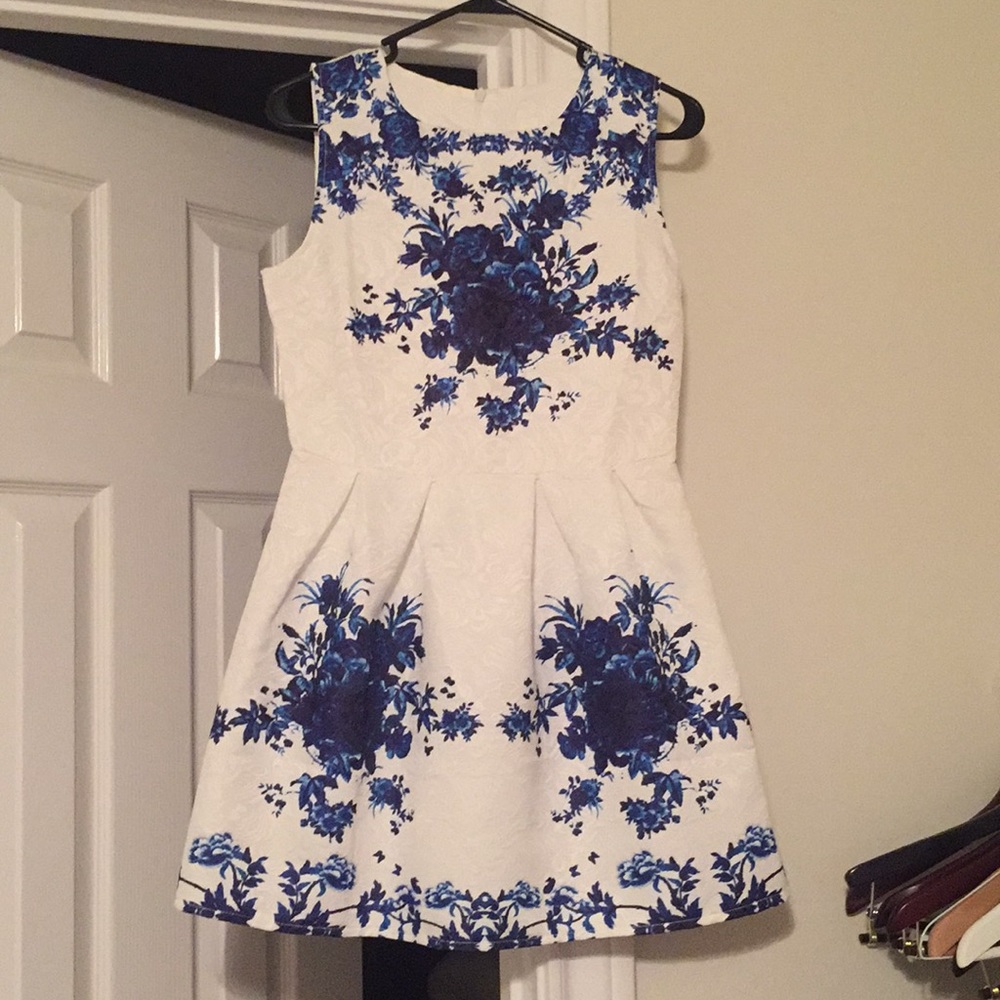 White & Blue Floral Dress