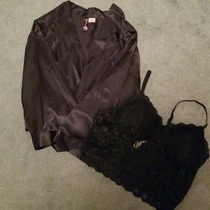 Elegant Silk Robe and lace bra