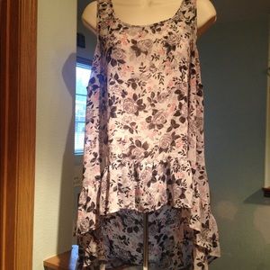 High low floral tank