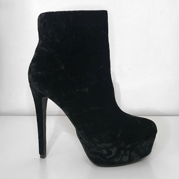black velvet platform boots