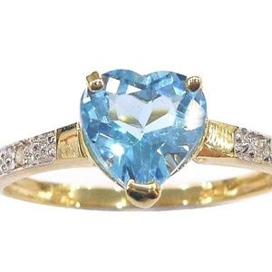 Blue Topaz 10k Solid Gold Ring Size 7