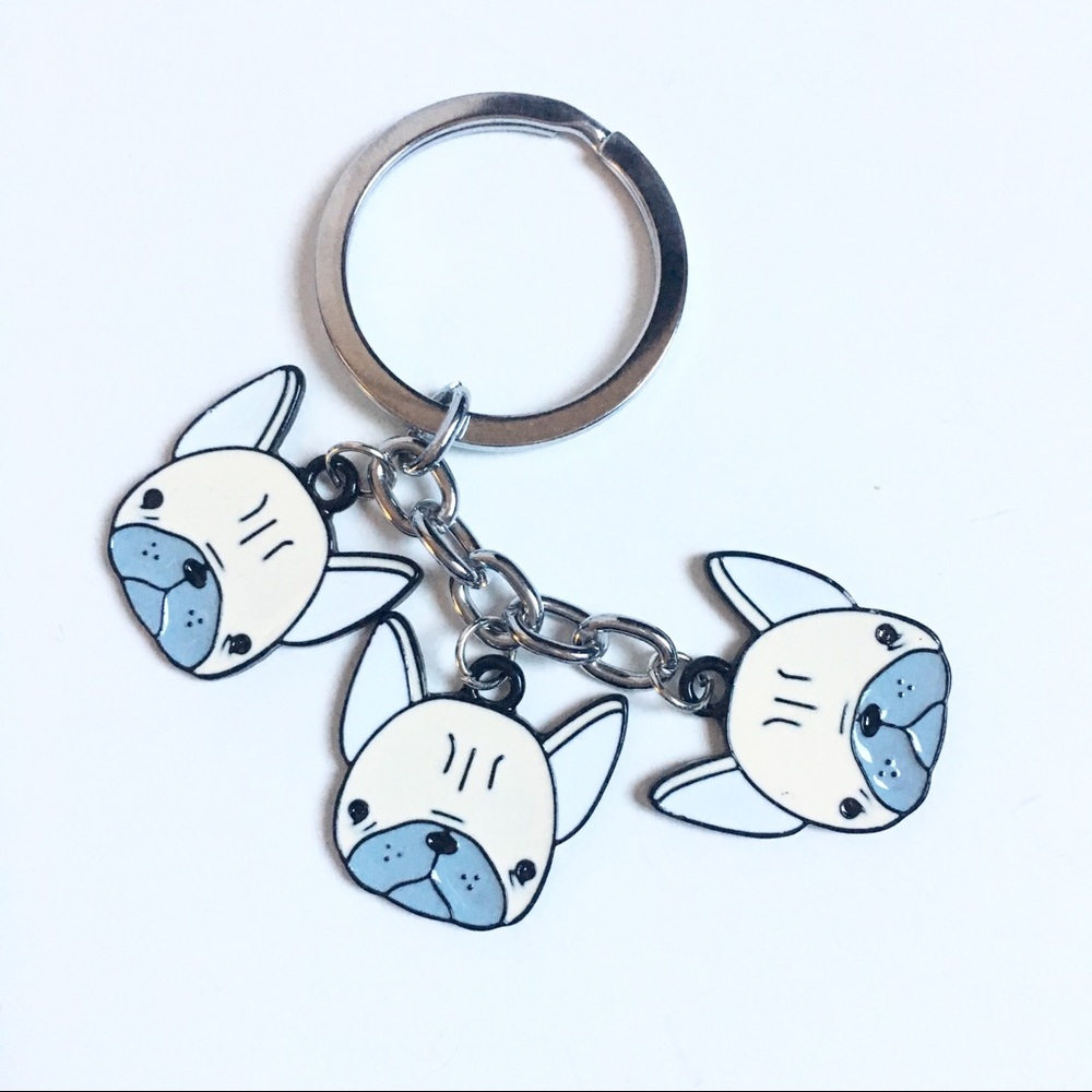Metal / Enamel French Bulldog Keyring