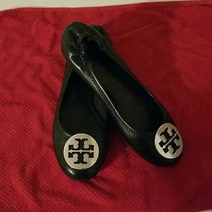 Tory Burch Silver medallion flats