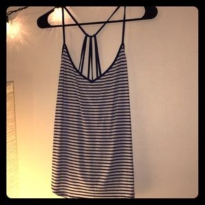 🦋blue and white stripe open back tank