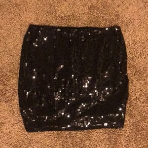 Black sequin mini skirt